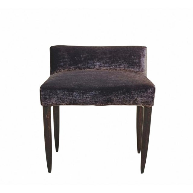 Wood Vintage Iridescent Velvet Bench, Italy, 1950s For Sale - Image 7 of 7
