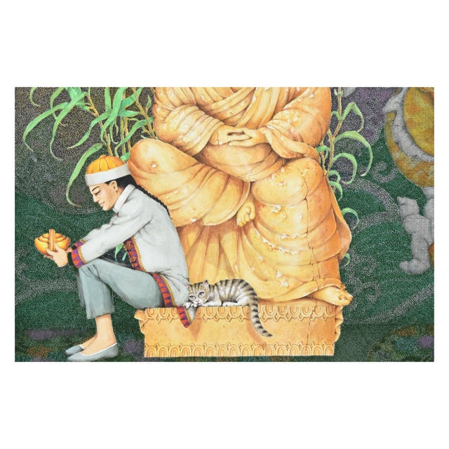 Vintage Aladdin and the Lamp With Dragon and Cats by Ben Black For Sale - Image 4 of 6