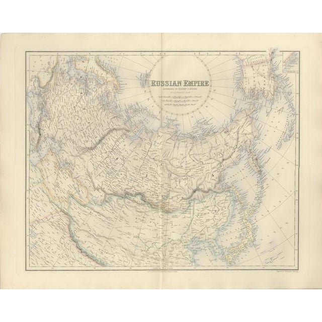 Traditional Antique Map of the Russian Empire with Russian America, 1860 For Sale - Image 3 of 8