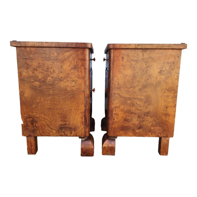 Antique Burlwood Art Deco Moderne Nightstands a Pair Chairish