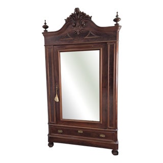 Antique Wardrobe with Mirror For Sale