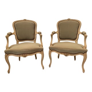 Louis XV Style Cabriolets in Patinated Beech, Set of 2 For Sale