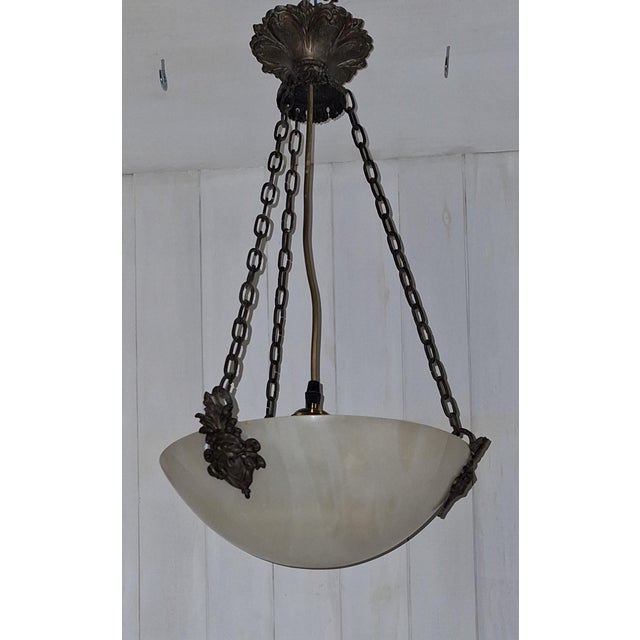 Metal Vintage French Art Deco Pendant Lamp, 1920s For Sale - Image 7 of 8