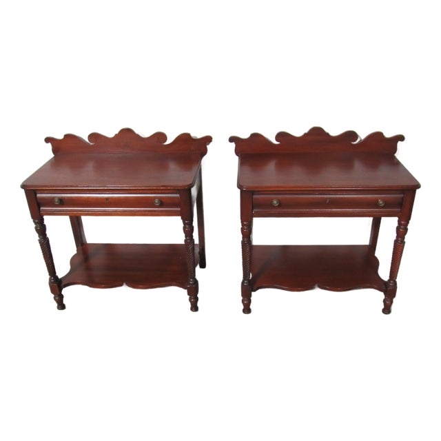 1980s Pair Rare Lexington Nightstands Tables Cherry Amazing For Sale