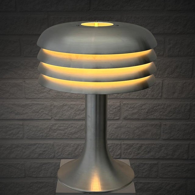 Space Age Table Lamp Bn-26 in Aluminum by Hans-Agne Jakobsson for Hans-Agne Jakobsson Ab Markaryd, Sweden, 1960s For Sale - Image 4 of 16