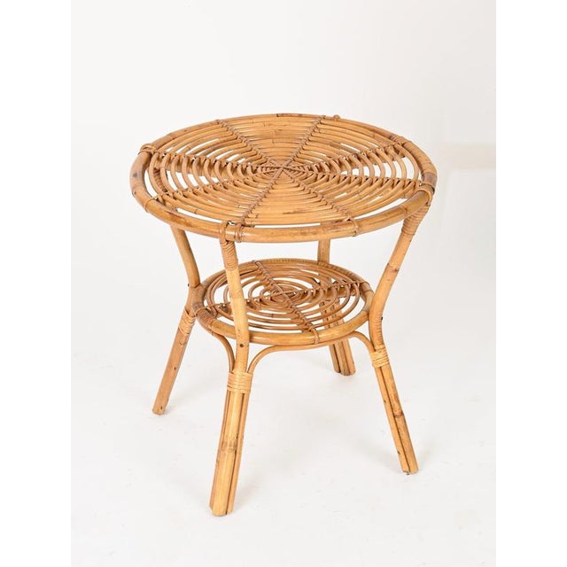 Mid-Century Italian Organic Round Coffee Table in Rattan and Wicker, 1960s For Sale - Image 12 of 14