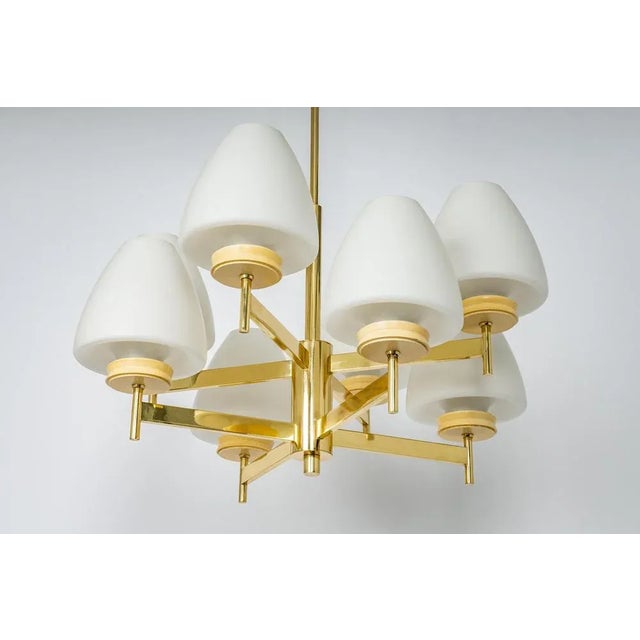 Sputnik Chandelier with Opal Glasses from Kaiser, Germany, 1970s For Sale - Image 4 of 13