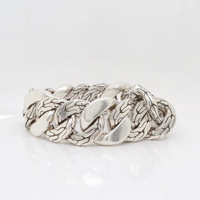 Early 21st Century John Hardy Sterling Silver & Multi-Gemstone Lava Fire Curb Link Bracelet For Sale - Image 5 of 9