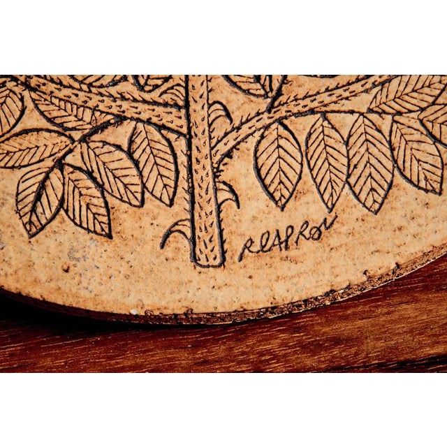 Black Ceramic Plaque with Flower Motive attributed to Roger Capron, France, 1970s For Sale - Image 8 of 9