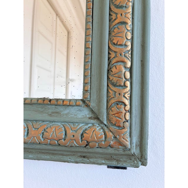 Large Antique French Louis Philippe Mirror – Green and Gold, Late 19th Century For Sale - Image 4 of 10