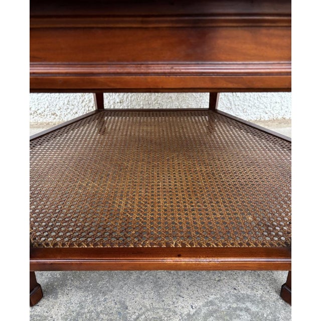 Maroon Vintage Hexagonal Wooden Coffee Table with Cane Shelf, 1960s For Sale - Image 8 of 12