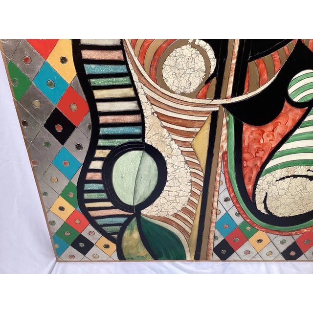 Mid 20th Century Abstract Mid Century Foil, Gesso and Acrylic Painting on Board For Sale - Image 5 of 9