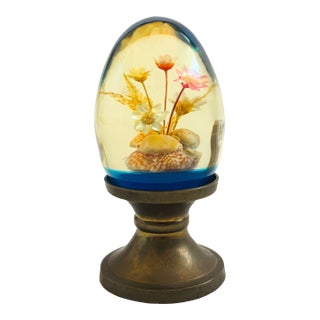 Lucite Egg on Brass Stand For Sale
