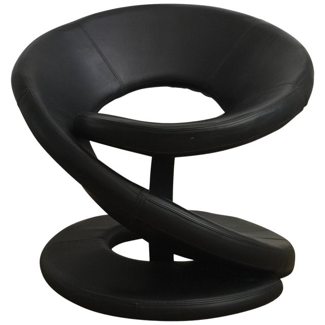 Sculptural Spiral Leather Lounge Chair After Louis Durot Chairish