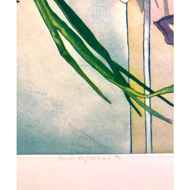 Violet Jane Goldman, Jane Goldman Contemporary Floral Luminous Color Etching Flowers Chinese Geishas, 1982 For Sale - Image 8 of 11