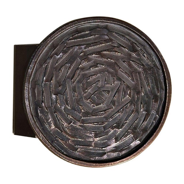 Metal Round Push and Pull Door Handle in Bronze with Spiral Relief, 1970s For Sale - Image 7 of 7