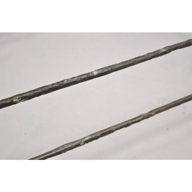 Metal Vintage Giacometti Style Brutalist Patinated Metal Rectangular Coffee Table Base For Sale - Image 7 of 10