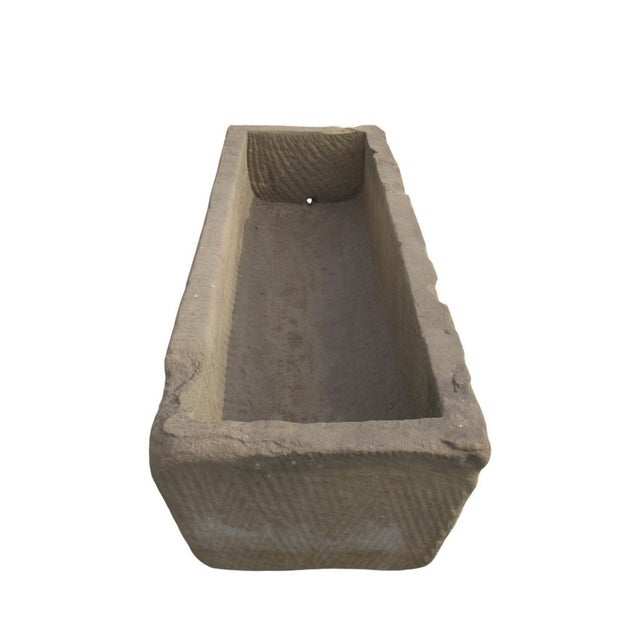 71" Inch Long Hand Chiseled Stone Trough 64 For Sale - Image 11 of 12