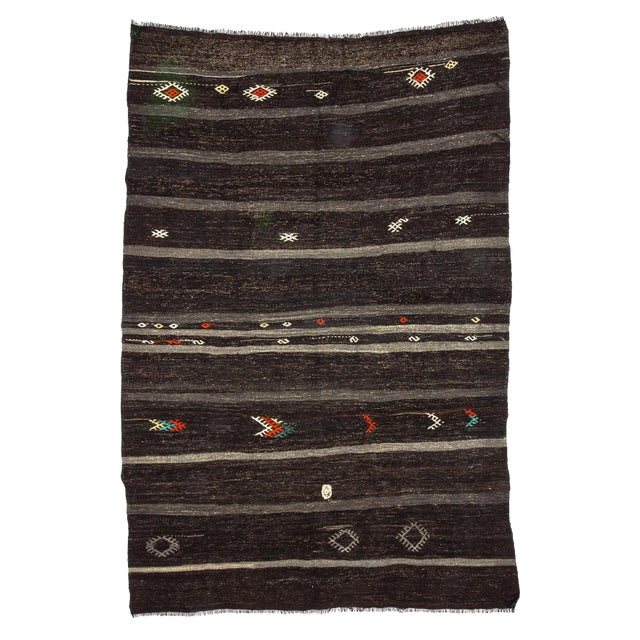 Vintage Striped Modern Kilim Rug-6'2'x9'6" For Sale