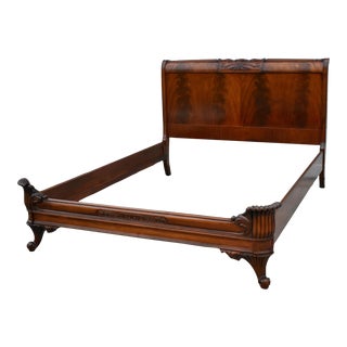Vintage Carved Mahogany Full Size Regency Style Bed For Sale