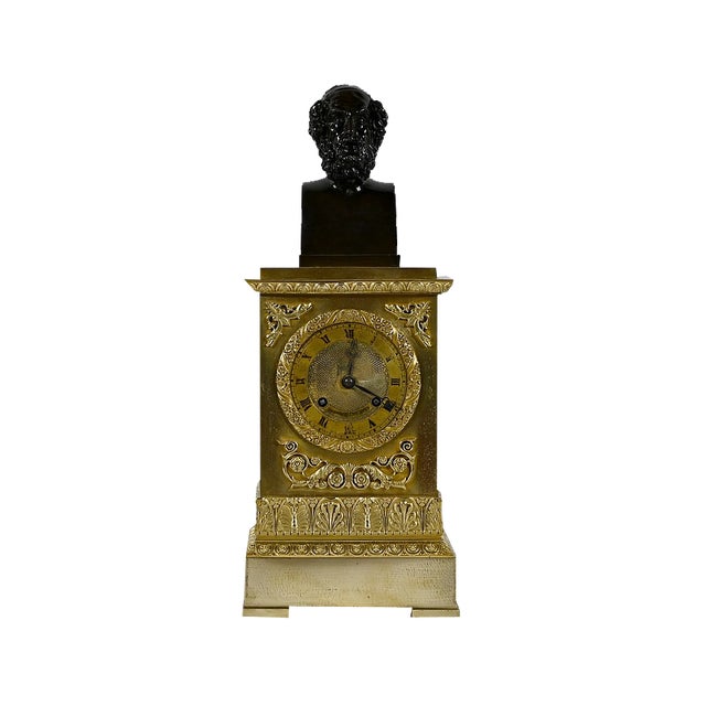 Golden Bronze Clock by A. Destape, 1800s For Sale