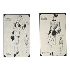 1945 Set of 2 French Mid-Century Fashion Prints