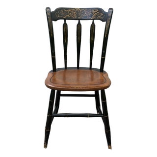 Vintage L. Hitchcock Black Stenciled Arrow Back Side Chair For Sale