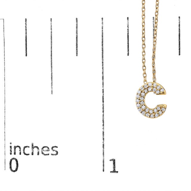 Early 21st Century 10K Yellow Gold Diamond Accent "C" Initial Bubble Pendant Necklace For Sale - Image 5 of 5