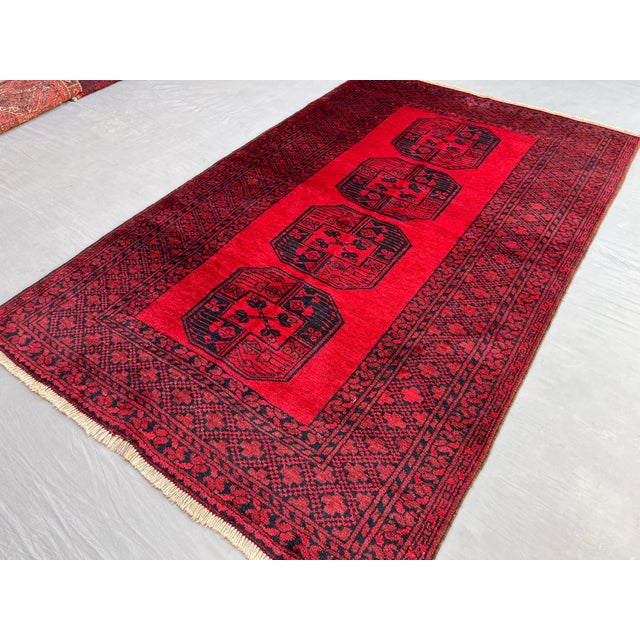2000 - 2009 Vintage Afghan Ersari Turkmen Bokhara Rug, Large Guls - 6'8" X 4'2" For Sale - Image 5 of 17