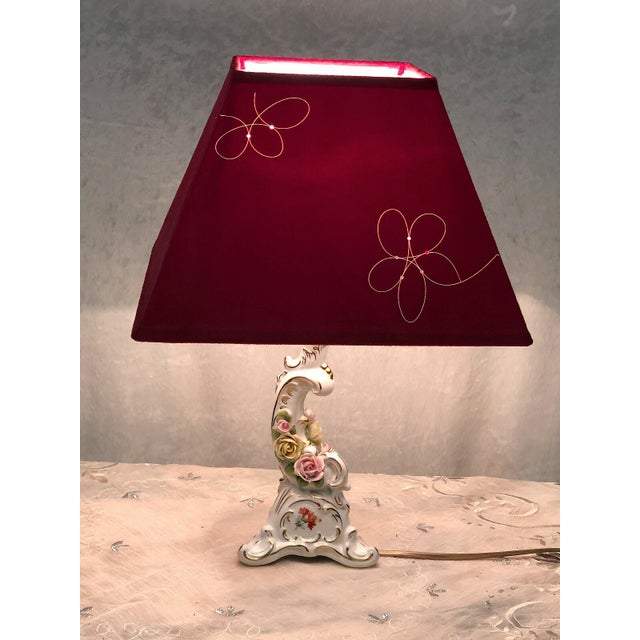 Porcelain Table Lamp with Fabric Shade from AK Kaiser, 1960s For Sale - Image 6 of 10
