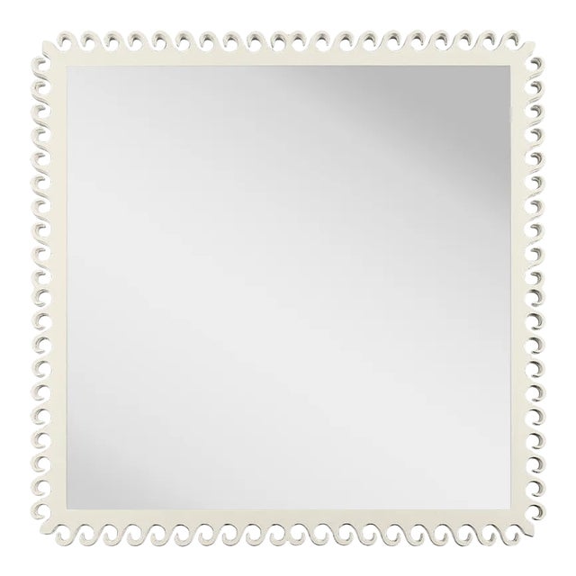 Fleur Home Carnival Gras Square Mirror in Swiss Coffee, 32.5x32.5 For Sale