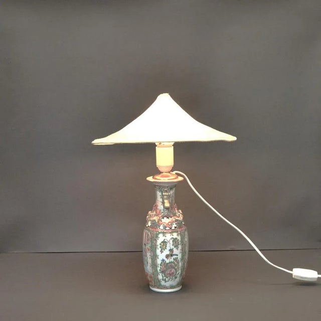 Cantonese Rose Porcelain Table Lamp For Sale - Image 9 of 10