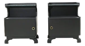 Swedish Art Deco Nightstands with Glass Tops, 1930s, Set of 2