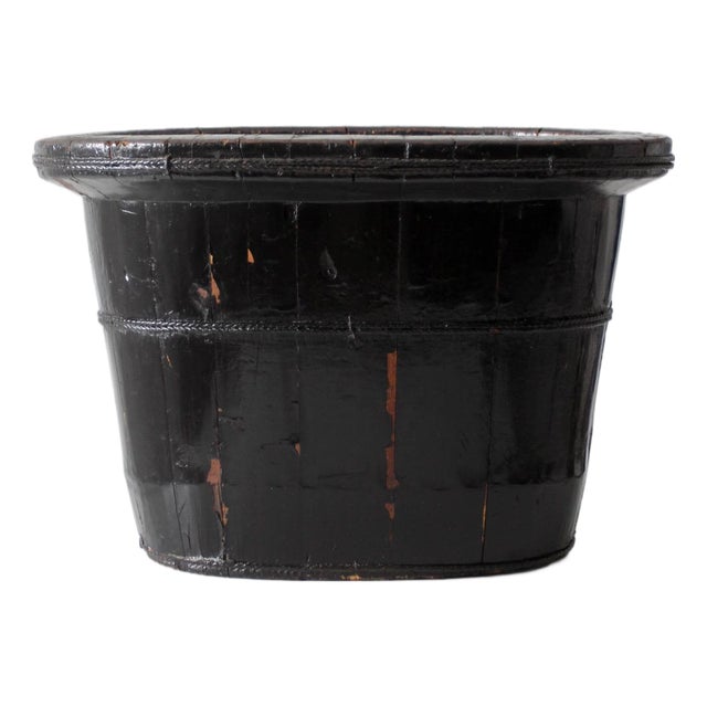 Antique Chinese Primitive Coopered Wood Basin For Sale