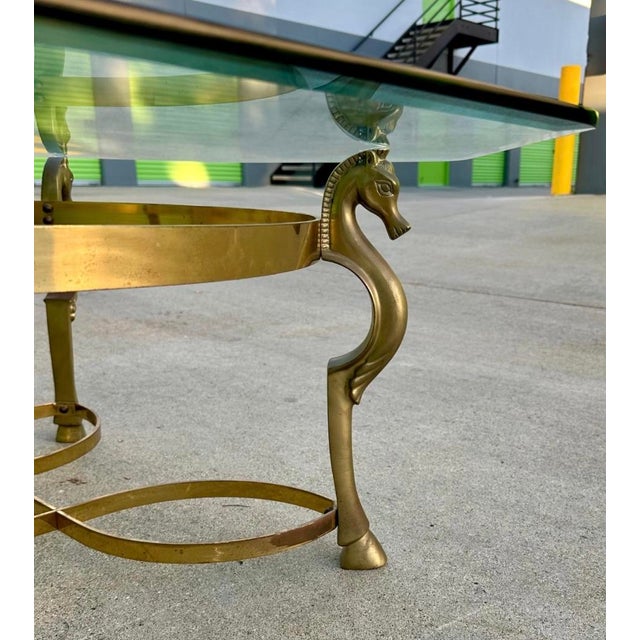 Maison Jansen Attributed Vintage Brass Horse Head Octagonal Coffee Table, Made in Italy For Sale - Image 16 of 18