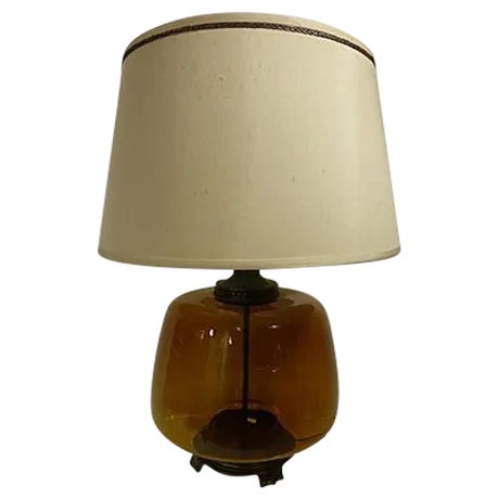 Transparent Amber Glass Table Lamp For Sale