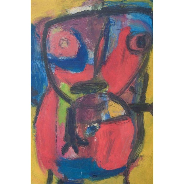 Unknown, Abstract Figures, 1961, Oil on Paper For Sale - Image 3 of 6
