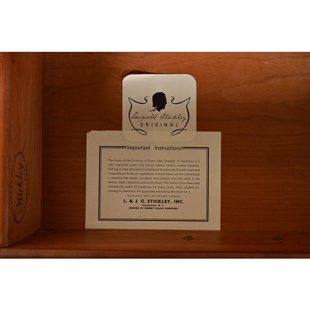 L. & J. G. Stickley Georgian Cherry Wood Bureau With Drop Front Secretary Desk and Bookcase Hutch For Sale - Image 12 of 14