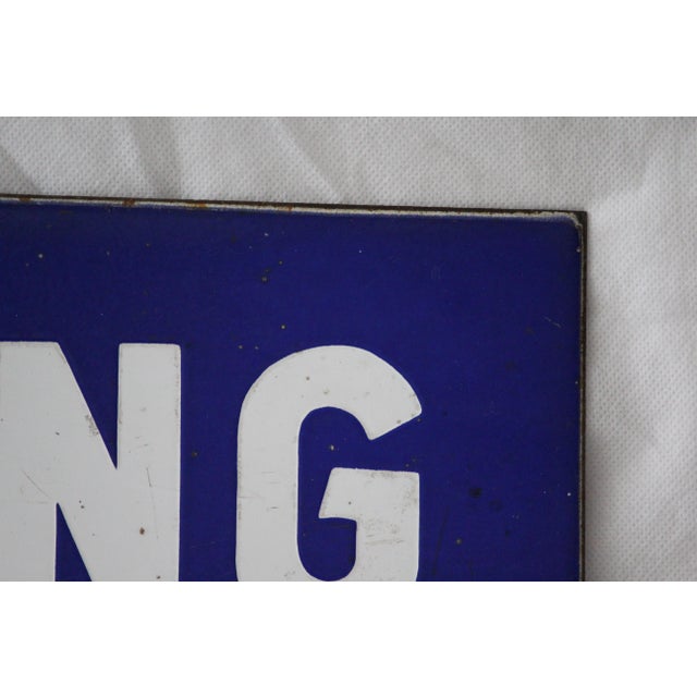 French Vintage Enamel metal Traffic sign Parking Blue White Street sign Wall decor Wall hanging France Original vintage...