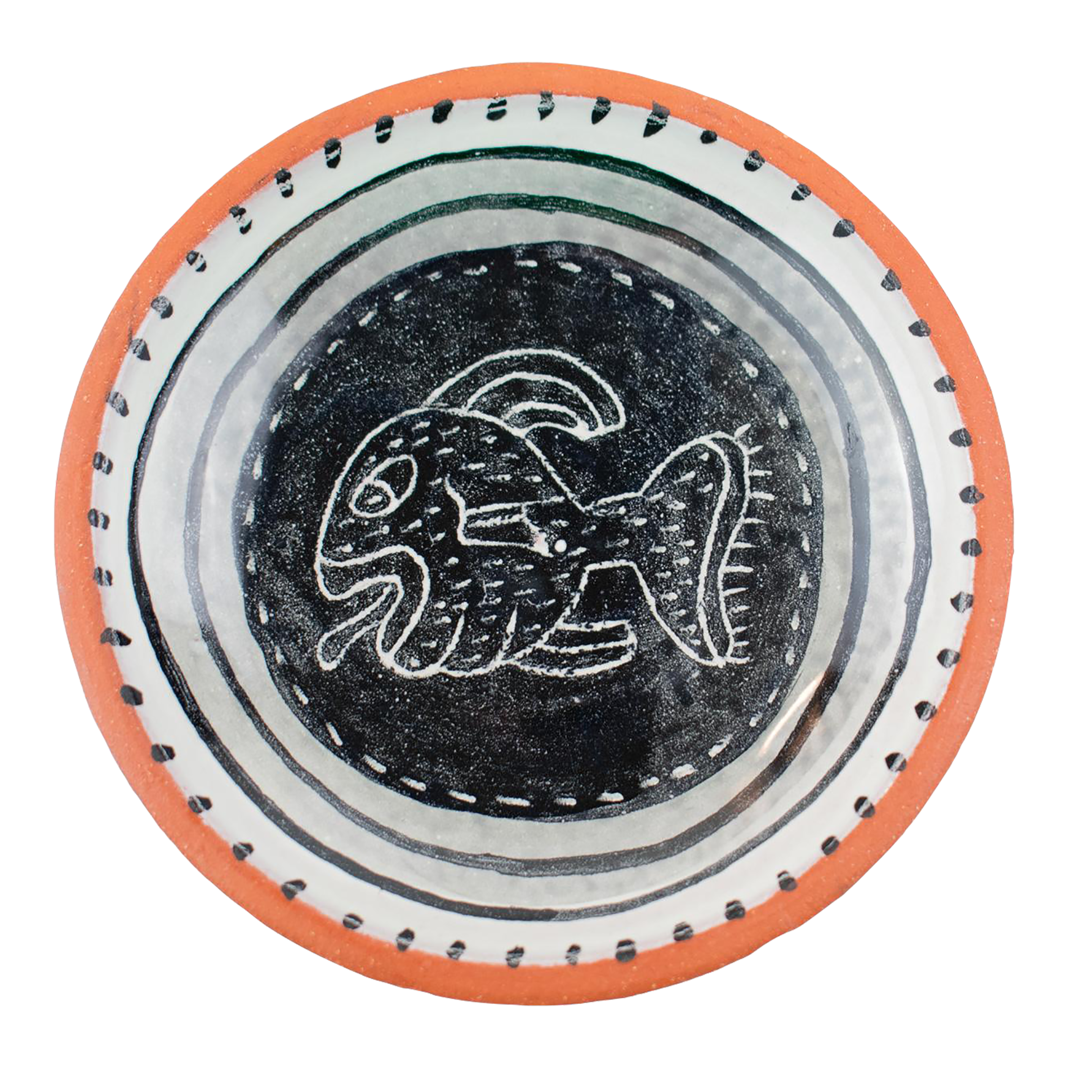 Listed Artist Amy Sabrina, Signed, Dated 1995, Hand-Drawn Whimsical Fish;  Shallow Bowl | Chairish