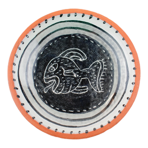 Listed Artist Amy Sabrina, Signed, Dated 1995, Hand-Drawn Whimsical Fish; Shallow Bowl