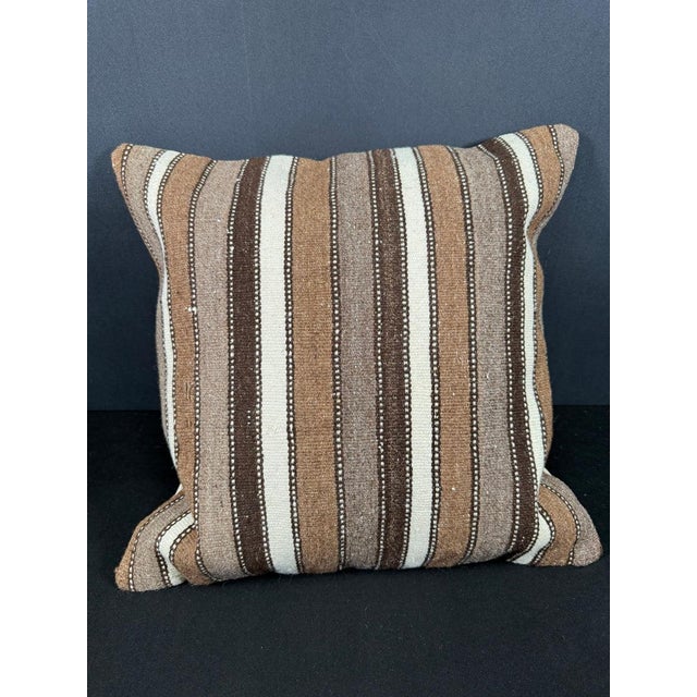 Turkish Hemp Pillow Cushion Natural Beige Brown Cushion Cover 20"x20" For Sale - Image 4 of 4