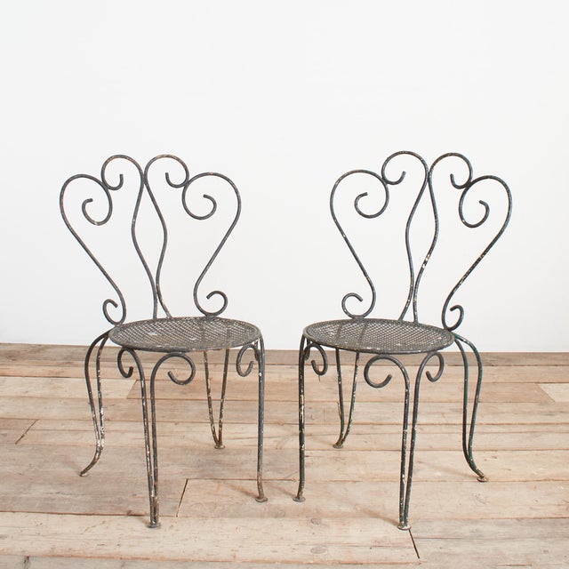 Metal Vintage French Decorative Garden Chairs in Iron, 1950s, Set of 2 For Sale - Image 7 of 7
