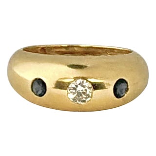 Cartier 18k Yellow Gold Diamond Sapphire Gypsy Ring, France For Sale