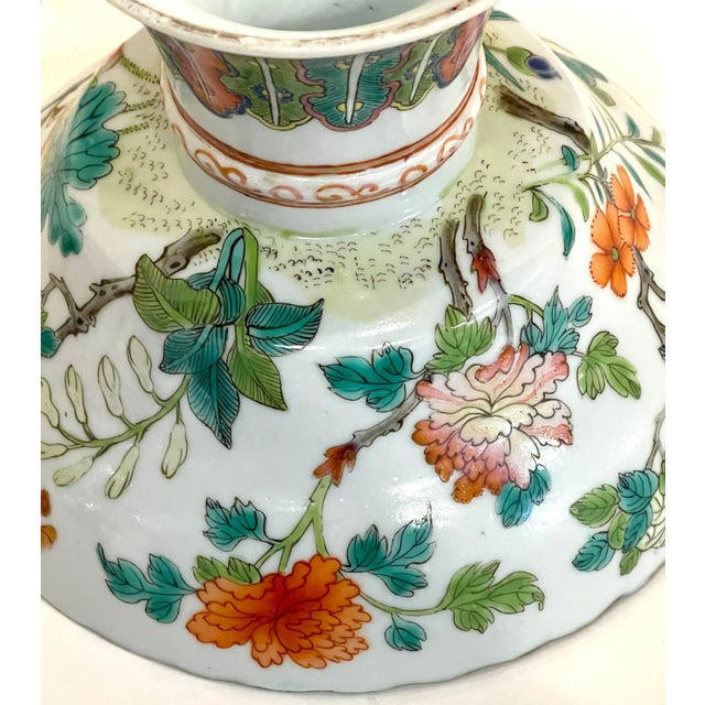 Green Tongzhi Period, Qing Dynasty, Chinese Porcelain Stemmed Bowl & Cover - a Pair For Sale - Image 8 of 12