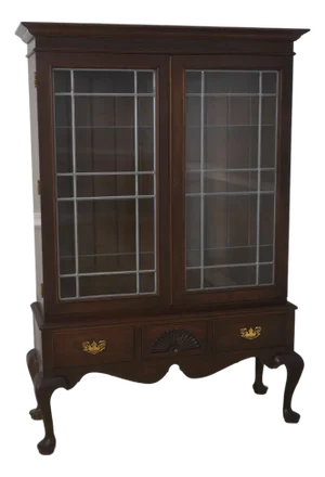 Stickley Leaded Glass Cherry 2 Door Curio Bookcase Cabinet