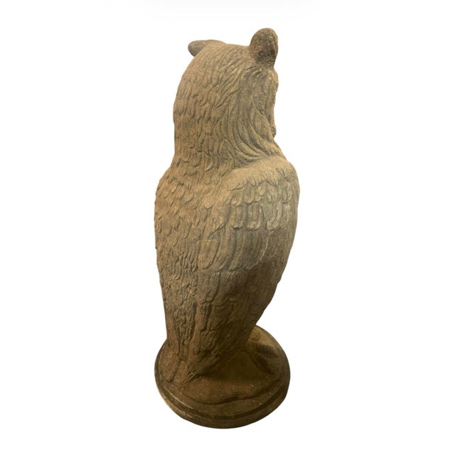 2000 - 2009 Mid-Century British Cast Stone Great Horned Owl Garden Statuary For Sale - Image 5 of 10