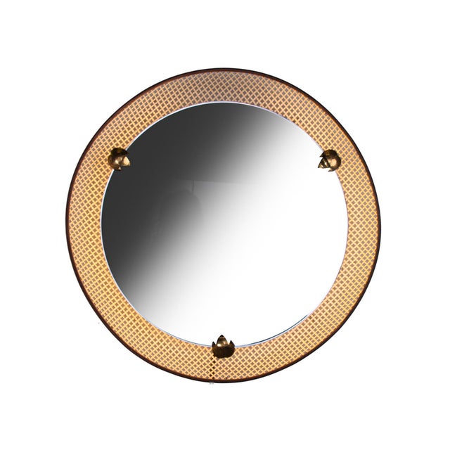 Round Perforated Backlit Mirror in the style of Mathieu Mategot, France, 1950s For Sale - Image 4 of 11