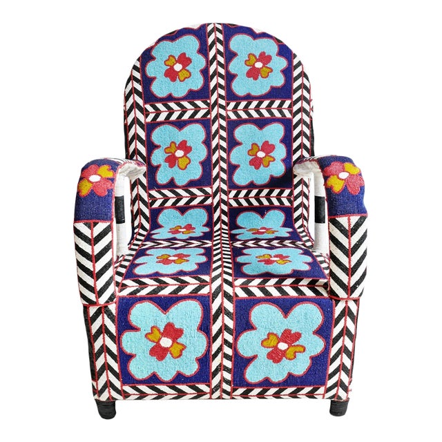 Floral Yoruba Beaded Arm Chair Chairish