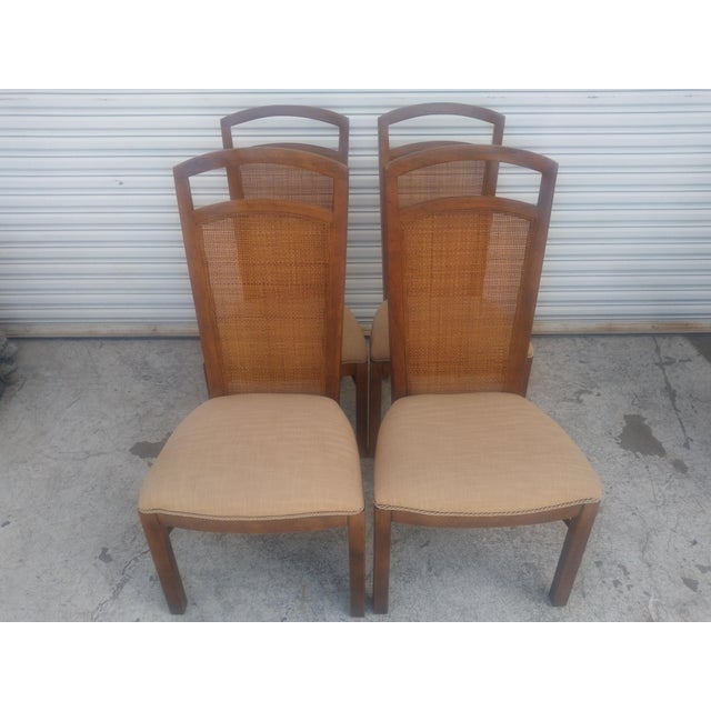 Drexel Late 20th Century Set of 6 Drexel Pecan Cane Back Dining Chairs For Sale - Image 4 of 8